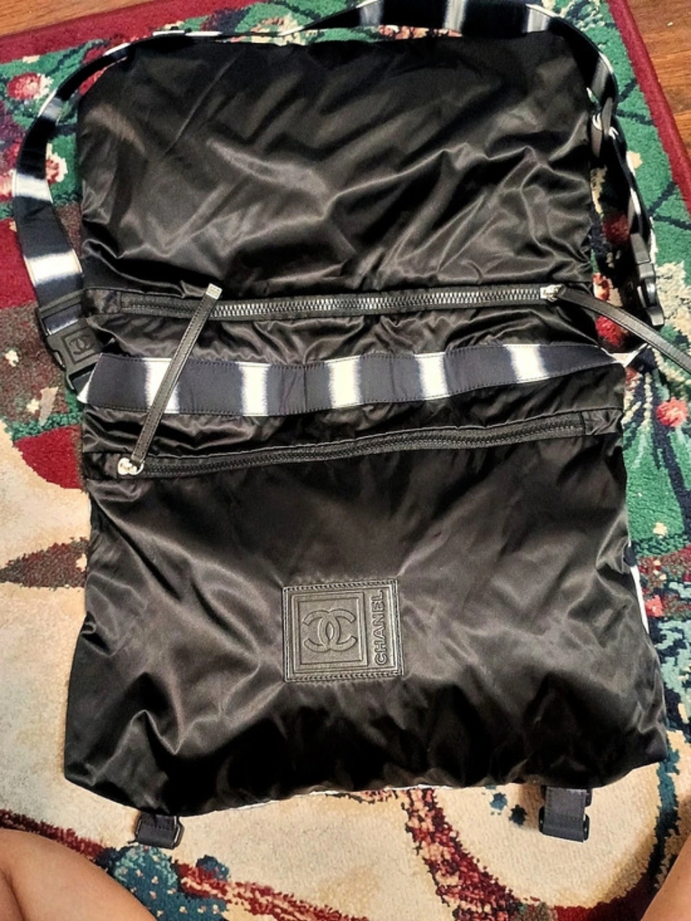Chanel Sport Ligne Tie-Dye Messenger Bag in Black & White Reversible W/COA - Picture 2 of 14